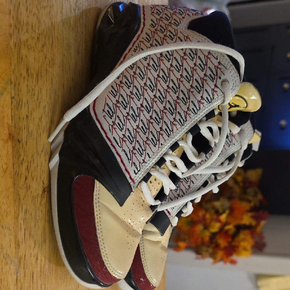 Stylish Kids Jordan Sneakers with Red and Cream Accents Size 6y